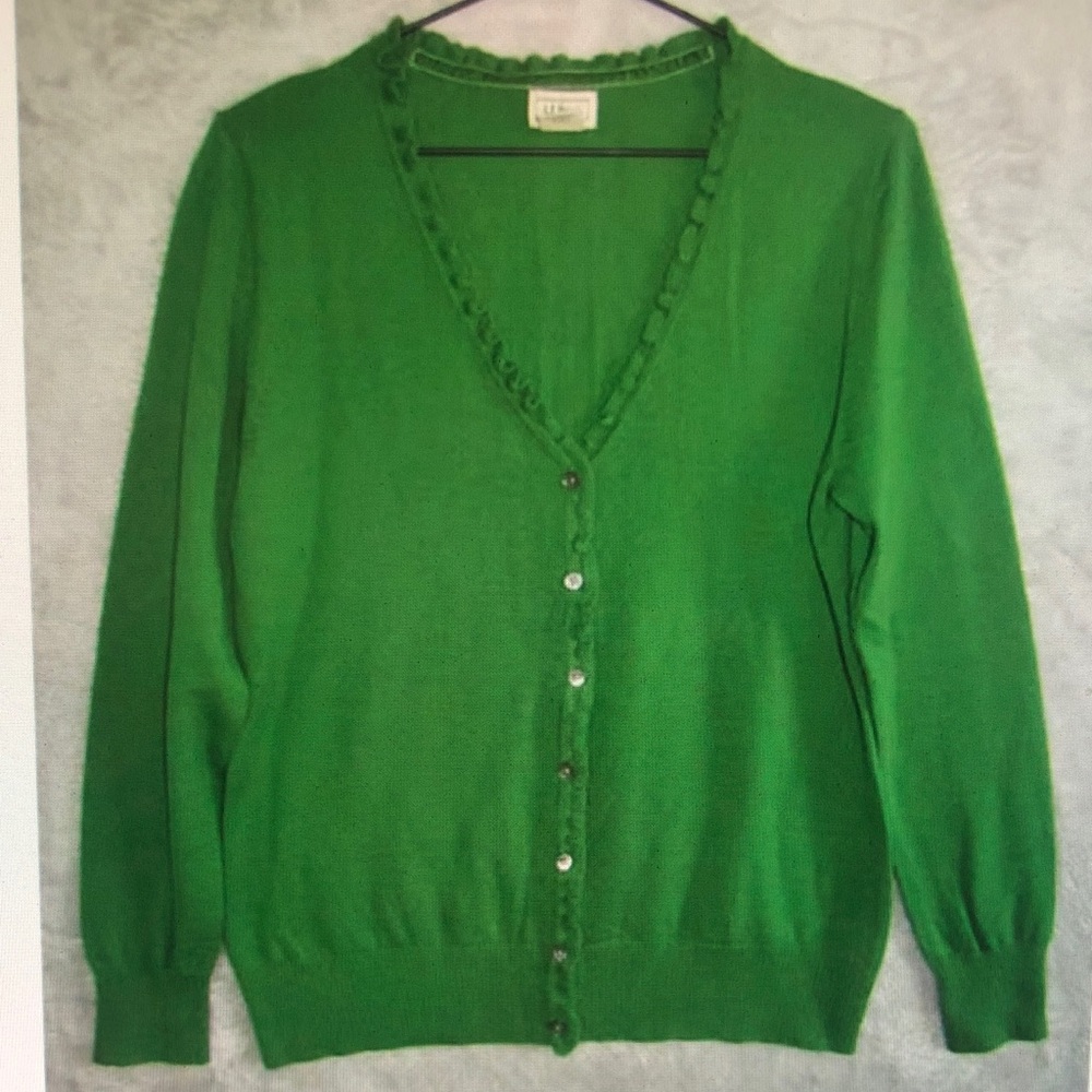 Green V-Neck Cardigan Sweater